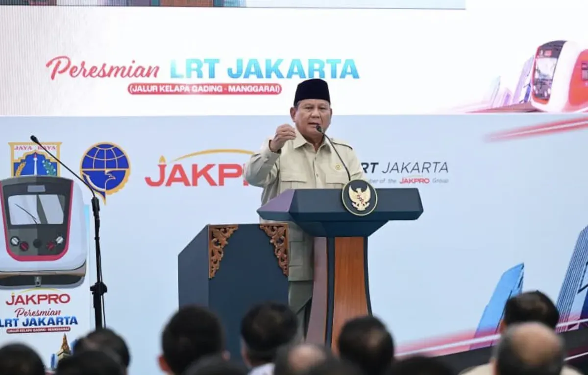 Presiden Prabowo Resmikan LRT Jakarta Kelapa Gading–Manggarai, Tarif Rp8 Selama 8 Hari